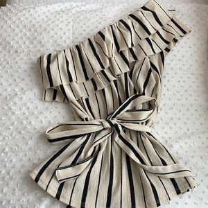 anthropologie one shoulder striped blouse